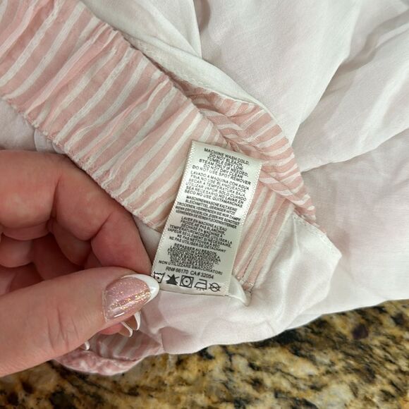 Anthropologie Cloth & Stone Pink-White Striped Mini Wrap Skirt Size M - Picture 7 of 10